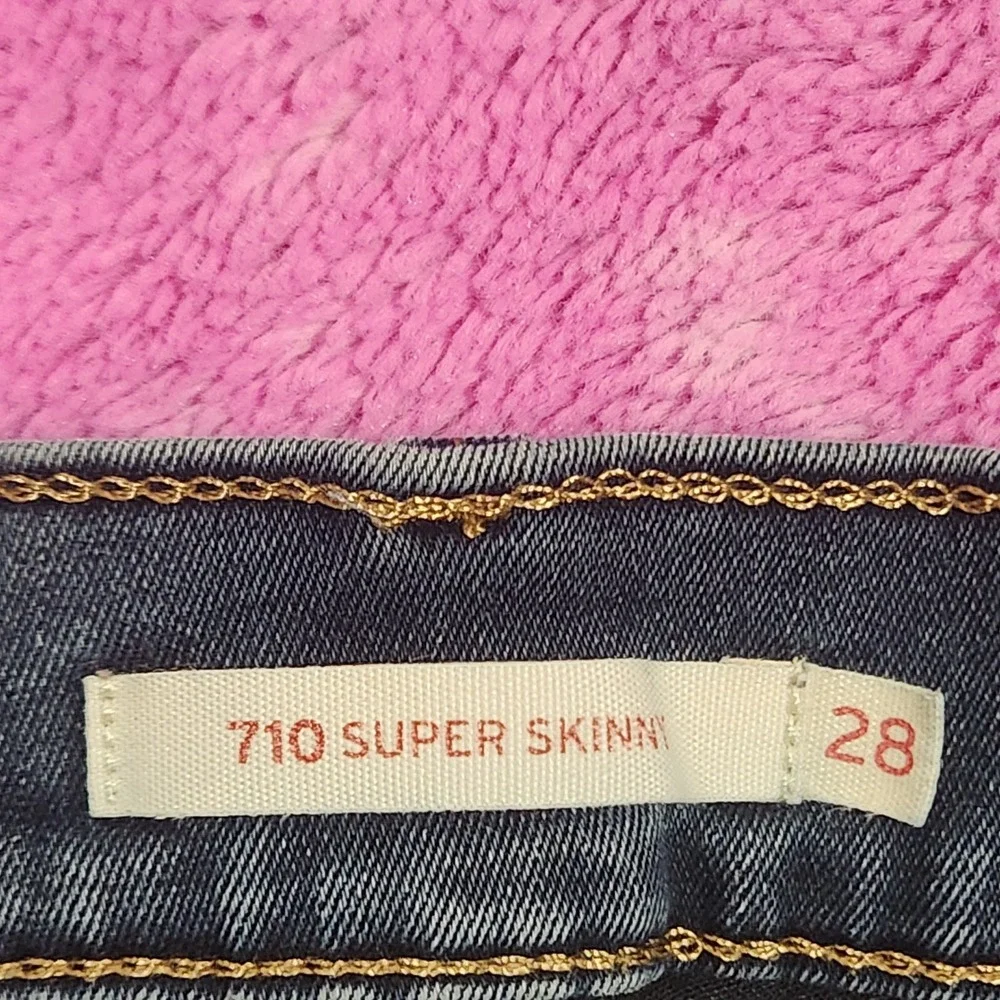 Levi's 710 Super Skinny Cutoff Denim Shorts Size 28 Raw Hem Blue Jeans -See Size